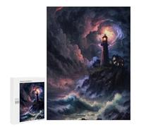 Jigsaw Puzzles 500 PCS for Teenagerss A Lighthouse in A Storm V4 Jigsaws for Adults Toy Wall Decor Difficult Hard Challenging To Complete 500 PCS