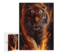 Jigsaw Puzzles 500 PCS for Teenagerss Angry Tiger Fire Animal Jigsaws for Adults Toy Wall Decor Difficult Hard Challenging To Complete 500 PCS