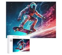 Jigsaw Puzzles 500 PCS for Teenagerss Astronaut Skateboarding in Space Jigsaw Puzzle DIY Toys A Work of Art Deal As Gifts for The Whole Family 500 PCS