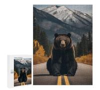 Jigsaw Puzzles 500 PCS for Teenagerss Bear on Road with Mountain Puzzles for Adults Fun Games Difficult Hard Challenging To Complete 500 PCS