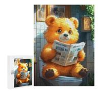 Jigsaw Puzzles 500 PCS for Teenagerss Bear Reading Newspaper on Toilet Funny Jigsaw for Adults Hands-on Game But Fun And Humorous for Birthday, Chrismas 500 PCS