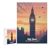 Jigsaw Puzzles 500 PCS for Teenagerss Big Ben Sunset Jigsaws for Adults Toy Wall Decor Difficult Hard Challenging To Complete 500 PCS