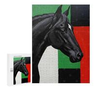 Jigsaw Puzzles 500 PCS for Teenagerss Black Horse Portrait with Geometric Background Jigsaws for Adults Toy Wall Decor Difficult Hard Challenging To Complete 500 PCS