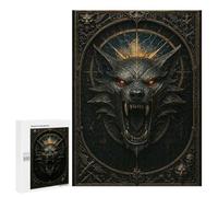 Jigsaw Puzzles 500 PCS for Teenagerss Black Wolf Head - Gothic Metal Fantasy Poster Puzzles for Adults Fun Games Difficult Hard Challenging To Complete 500 PCS