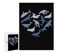Jigsaw Puzzles 500 PCS for Teenagerss Blue Whale Heart Whale Sea Jigsaws for Adults Relax Games Precision Cutting Deal As Gifts for The Whole Family 500 PCS