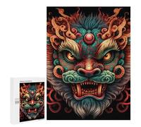 Jigsaw Puzzles 500 PCS for Teenagerss Chinese Dragon Mask Art Print Puzzles for Adults Fun Games Difficult Hard Challenging To Complete 500 PCS