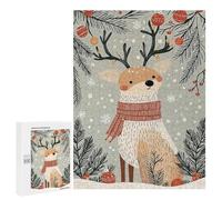 Jigsaw Puzzles 500 PCS for Teenagerss Christmas Reindeer Illustration Jigsaw for Adults Hands-on Game But Fun And Humorous for Birthday, Chrismas 500 PCS