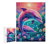 Jigsaw Puzzles 500 PCS for Teenagerss Colorful Dolphins Underwater-9 Jigsaws for Adults Hands-on Game But Fun And Humorous Deal As Gifts for The Whole Family 500 PCS