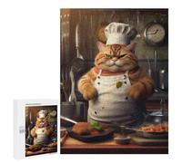 Jigsaw Puzzles 500 PCS for Teenagerss Cooking Cat Cook Chef Jigsaw for Adults DIY Toys Analysis And Logic Deal As Gifts for The Whole Family 500 PCS