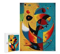 Jigsaw Puzzles 500 PCS for Teenagerss Cosmic Crescents And Orbits - Mid-Century Modern Abstract Geometry Jigsaws for Adults Relax Games Precision Cutting Deal As Gifts for The Whole Family 500 PCS