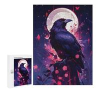 Jigsaw Puzzles 500 PCS for Teenagerss Crow in Moonlight Jigsaws for Adults Relax Games Precision Cutting Deal As Gifts for The Whole Family 500 PCS