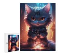Jigsaw Puzzles 500 PCS for Teenagerss Cute Black Grey Light Cat Jigsaws for Adults Hands-on Game But Fun And Humorous Birthday Present, Gifts, 500 PCS