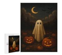 Jigsaw Puzzles 500 PCS for Teenagerss Cute Ghost with Pumpkins - Spooky Halloween Wall Art Adult Jigsaw Puzzle Family Game A Work of Art Deal As Gifts for The Whole Family 500 PCS