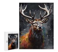 Jigsaw Puzzles 500 PCS for Teenagerss Deer Oil Paint Portrait Jigsaw for Adults Hands-on Game But Fun And Humorous for Birthday, Chrismas 500 PCS