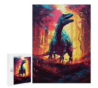 Jigsaw Puzzles 500 PCS for Teenagerss Dinosaur in Fiery Forest Jigsaw for Adults Hands-on Game Wall Art Challenging To Complete 500 PCS