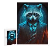 Jigsaw Puzzles 500 PCS for Teenagerss Director Raccoon in Suit Jigsaws for Adults Hands-on Game But Fun And Humorous Birthday Present, Gifts, 500 PCS