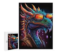 Jigsaw Puzzles 500 PCS for Teenagerss Dragon Sunglasses Fantasy Artwork Puzzles for Adults Fun Games Difficult Hard Challenging To Complete 500 PCS
