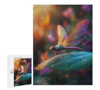 Jigsaw Puzzles 500 PCS for Teenagerss Dragonfly on Leaf Jigsaw for Adults Anti-Stress Toys Perfect Decoration Stress Reduction Gifts 500 PCS