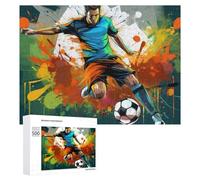Jigsaw Puzzles 500 PCS for Teenagerss Dynamic Soccer Player in Action Jigsaws for Adults Hands-on Game But Fun And Humorous Deal As Gifts for The Whole Family 500 PCS