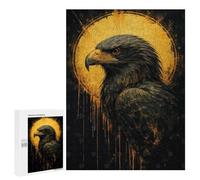 Jigsaw Puzzles 500 PCS for Teenagerss Eagle Portrait with Golden Halo Jigsaws for Adults Toy Wall Decor Difficult Hard Challenging To Complete 500 PCS