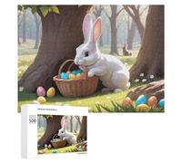 Jigsaw Puzzles 500 PCS for Teenagerss Easter Bunny Basket Eggs-2 Jigsaw Puzzle DIY Toys A Work of Art Deal As Gifts for The Whole Family 500 PCS