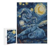Jigsaw Puzzles 500 PCS for Teenagerss Elephant Under Starry Night Sky Jigsaw for Adults Hands-on Game But Fun And Humorous for Birthday, Chrismas 500 PCS