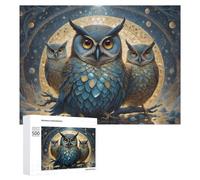 Jigsaw Puzzles 500 PCS for Teenagerss Enchanted Owl Trio in Mystical Forest Jigsaws for Adults Hands-on Game But Fun And Humorous Deal As Gifts for The Whole Family 500 PCS