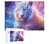 Jigsaw Puzzles 500 PCS for Teenagerss Enchanted White Tiger Fantasy Art Jigsaws for Adults Hands-on Game But Fun And Humorous Deal As Gifts for The Whole Family 500 PCS