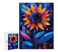 Jigsaw Puzzles 500 PCS for Teenagerss Expressionist Geometry Sunflower - Vibrant Abstract Floral Art Jigsaws for Adults Relax Games Precision Cutting Deal As Gifts for The Whole Family 500 PCS