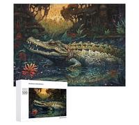 Jigsaw Puzzles 500 PCS for Teenagerss Fantasy Crocodile in Lush Jungle Jigsaw Puzzle DIY Toys A Work of Art Deal As Gifts for The Whole Family 500 PCS