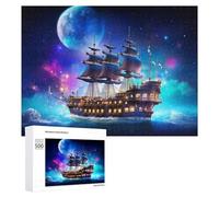 Jigsaw Puzzles 500 PCS for Teenagerss Fantasy Sailing Ship Under Moonlight Jigsaws for Adults Hands-on Game But Fun And Humorous Deal As Gifts for The Whole Family 500 PCS