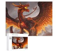 Jigsaw Puzzles 500 PCS for Teenagerss Fiery Dragon in Flight Jigsaws for Adults Hands-on Game But Fun And Humorous Deal As Gifts for The Whole Family 500 PCS