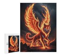 Jigsaw Puzzles 500 PCS for Teenagerss Fiery Winged Wolf Jigsaws for Adults Toy Wall Decor Difficult Hard Challenging To Complete 500 PCS