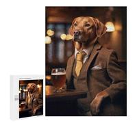 Jigsaw Puzzles 500 PCS for Teenagerss Fox Red Labrador at Pub Jigsaw for Adults Hands-on Game But Fun And Humorous for Birthday, Chrismas 500 PCS