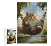 Jigsaw Puzzles 500 PCS for Teenagerss Funny Cat Hammock Chilling Jigsaw for Adults DIY Toys But Fun And Humorous Educational Challenge 500 PCS