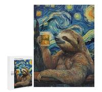 Jigsaw Puzzles 500 PCS for Teenagerss Funny Sloth Drinking Beer Jigsaw for Adults DIY Toys Analysis And Logic Deal As Gifts for The Whole Family 500 PCS