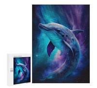 Jigsaw Puzzles 500 PCS for Teenagerss Galactic Dolphin Art Print Puzzles for Adults Fun Games Difficult Hard Challenging To Complete 500 PCS