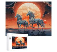 Jigsaw Puzzles 500 PCS for Teenagerss Galloping Horses Under A Fiery Sky Jigsaws for Adults Hands-on Game But Fun And Humorous Deal As Gifts for The Whole Family 500 PCS