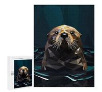 Jigsaw Puzzles 500 PCS for Teenagerss Geometric Style Sea Otter Jigsaws for Adults Hands-on Game But Fun And Humorous Birthday Present, Gifts, 500 PCS