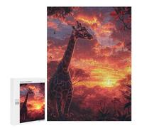 Jigsaw Puzzles 500 PCS for Teenagerss Giraffe Savanna Sunset Puzzles for Adults Fun Games Difficult Hard Challenging To Complete 500 PCS