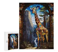 Jigsaw Puzzles 500 PCS for Teenagerss Giraffe Stained Glass Jigsaws for Adults Toy Wall Decor Difficult Hard Challenging To Complete 500 PCS