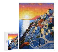 Jigsaw Puzzles 500 PCS for Teenagerss Glow of Santorini Greece Jigsaw for Adults Hands-on Game Wall Art Challenging To Complete 500 PCS