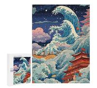 Jigsaw Puzzles 500 PCS for Teenagerss Great Wave, Japanese Style Adult Jigsaw Puzzle DIY Toys For Family Fun Help The Brain Exercise 500 PCS