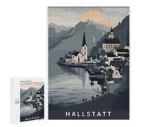 Jigsaw Puzzles 500 PCS for Teenagerss Hallstatt Village Illustration Jigsaws for Adults Hands-on Game But Fun And Humorous Birthday Present, Gifts, 500 PCS