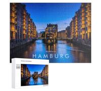 Jigsaw Puzzles 500 PCS for Teenagerss Hamburg's Historic Waterfront at Twilight Jigsaw Puzzle DIY Toys A Work of Art Deal As Gifts for The Whole Family 500 PCS