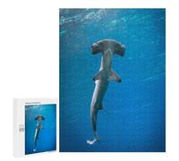 Jigsaw Puzzles 500 PCS for Teenagerss Hammerhead Shark in Blue Ocean Puzzles for Adults Fun Games Difficult Hard Challenging To Complete 500 PCS
