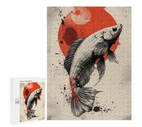 Jigsaw Puzzles 500 PCS for Teenagerss Japan Koi Fish Poster Jigsaws for Adults Toy Wall Decor Difficult Hard Challenging To Complete 500 PCS