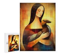 Jigsaw Puzzles 500 PCS for Teenagerss Lady with An Ermine - Da Vinci Inspired - Geometric Abstract Portrait Art Jigsaws for Adults Relax Games Precision Cutting Deal As Gifts for The Whole Family 500