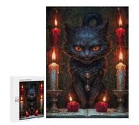 Jigsaw Puzzles 500 PCS for Teenagerss Magic Black Cat with Candles Jigsaws for Adults Relax Games Precision Cutting Deal As Gifts for The Whole Family 500 PCS
