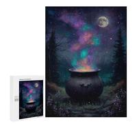 Jigsaw Puzzles 500 PCS for Teenagerss Magical Cauldron Under The Moonlight Jigsaws for Adults Relax Games Precision Cutting Deal As Gifts for The Whole Family 500 PCS